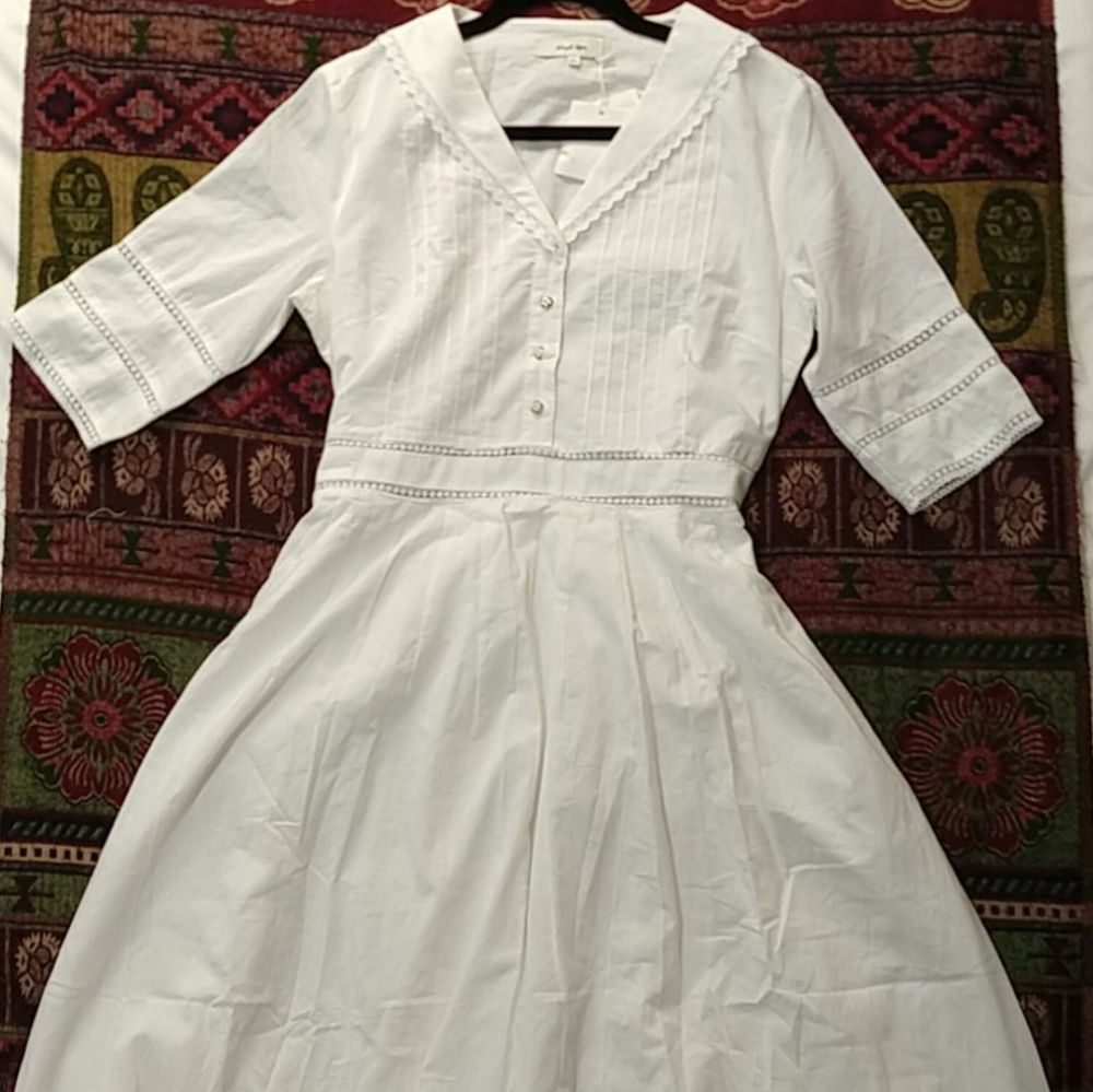 New white lace midi dress